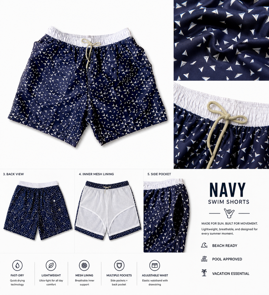 Navy-Quick Dry Shorts