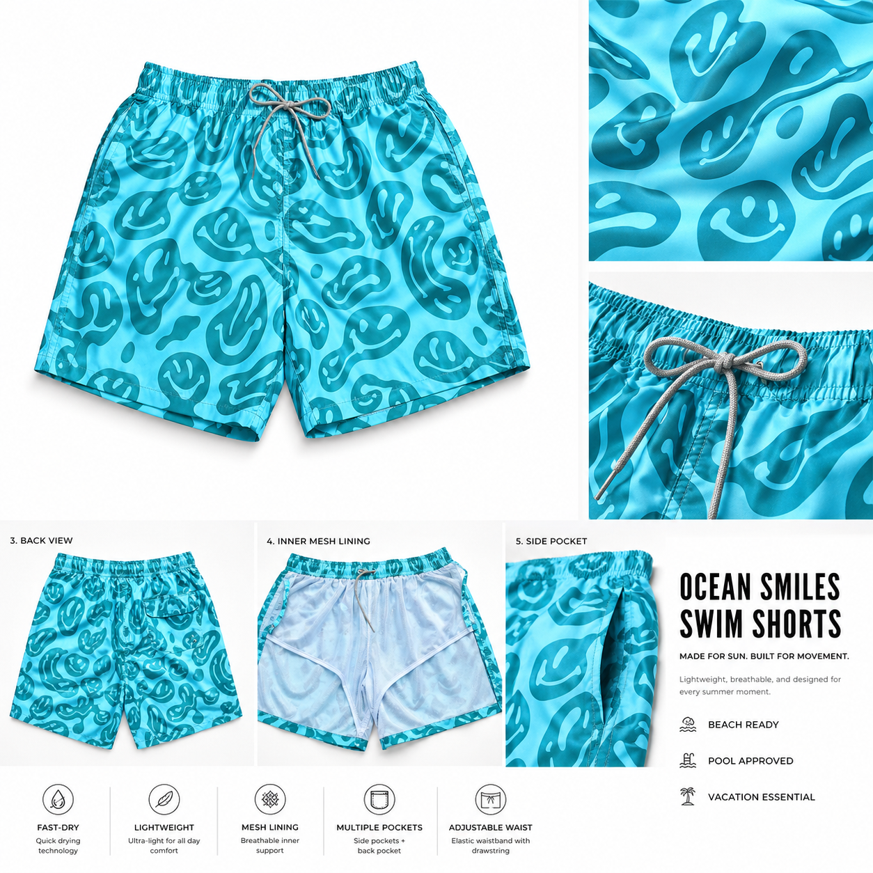 Ocean Smiles-Quick Dry Shorts