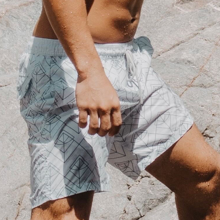 Geometric-Quick Dry Sustainable  Swim Shorts