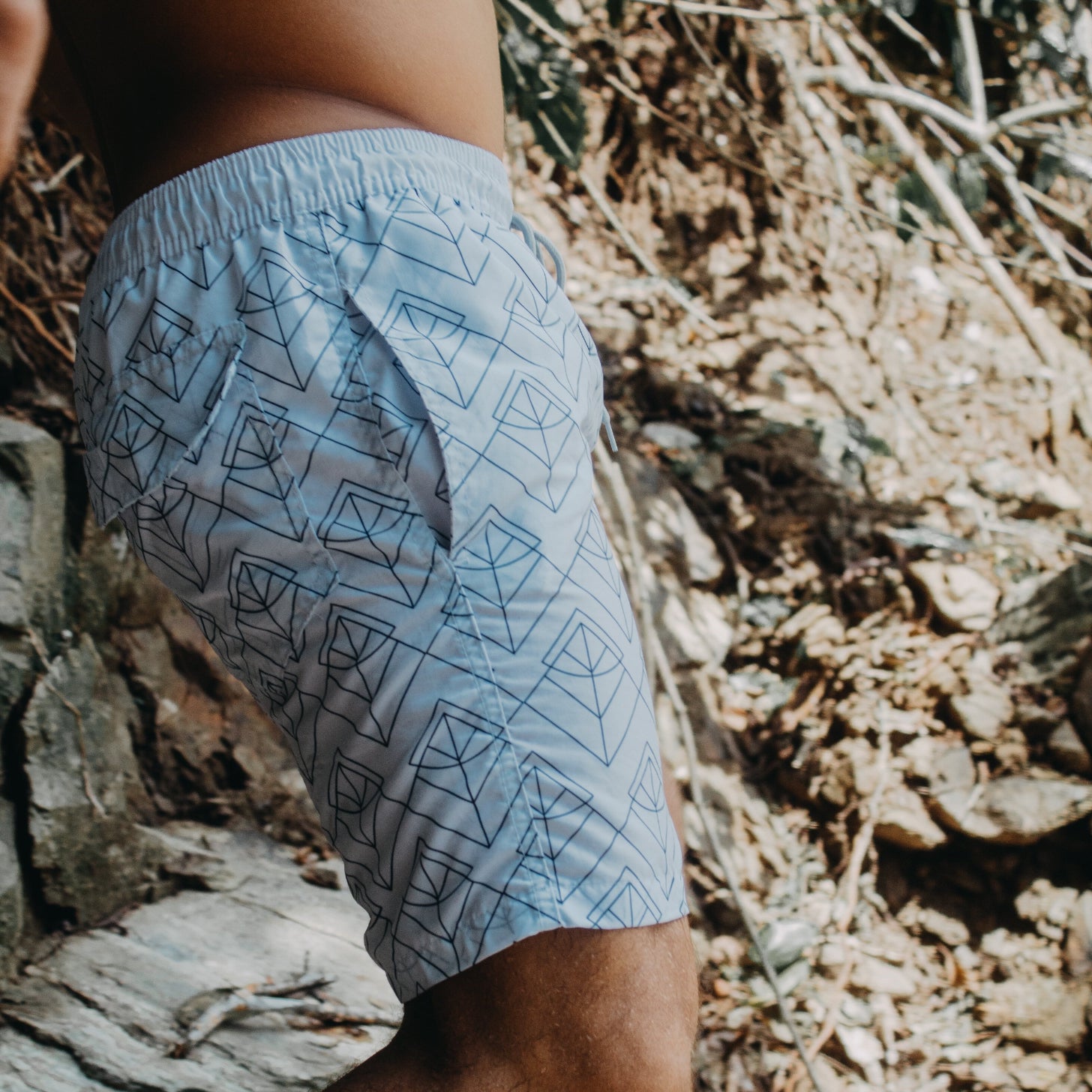 Geometric-Quick Dry Sustainable  Swim Shorts