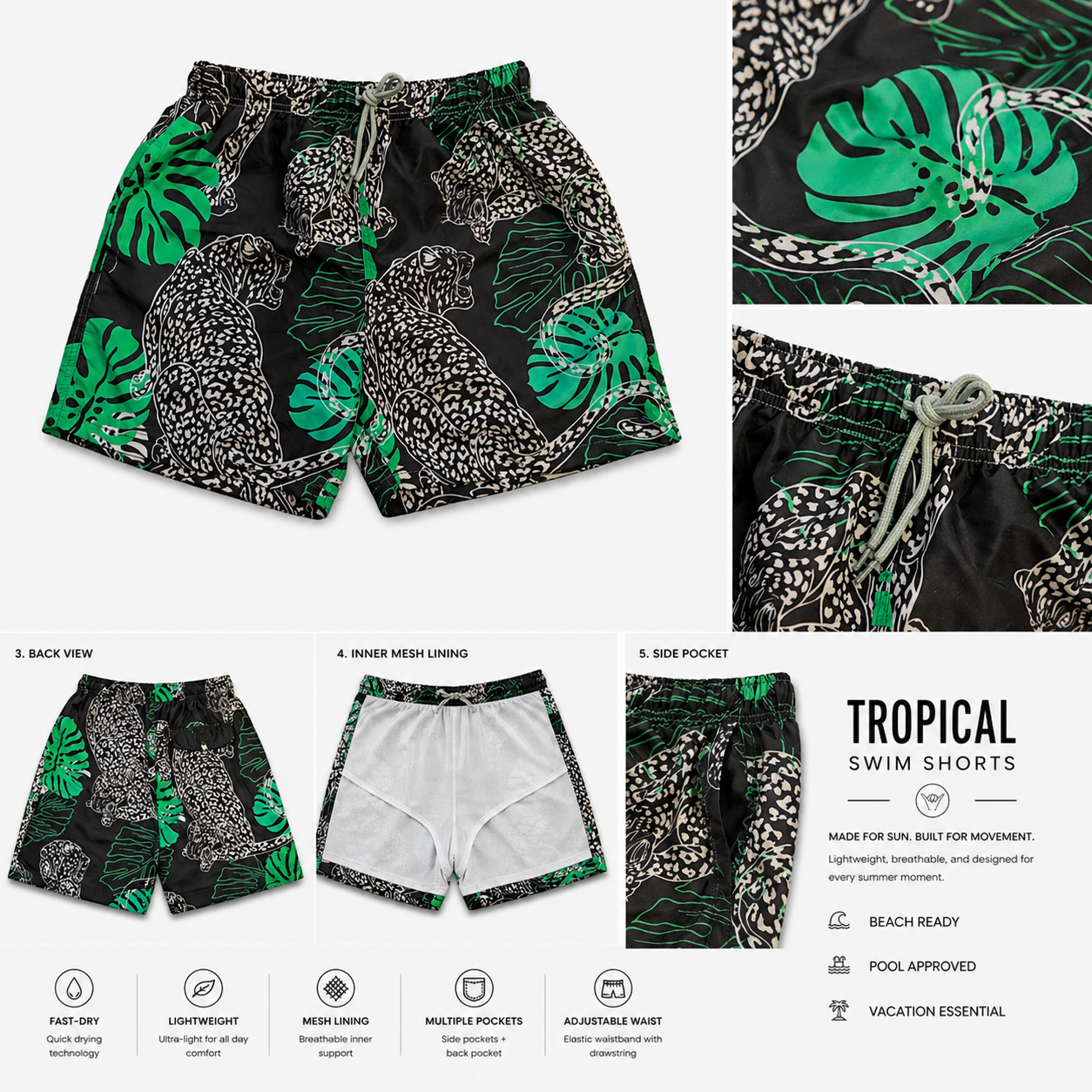 Emerald Jungle-Quick Dry Shorts