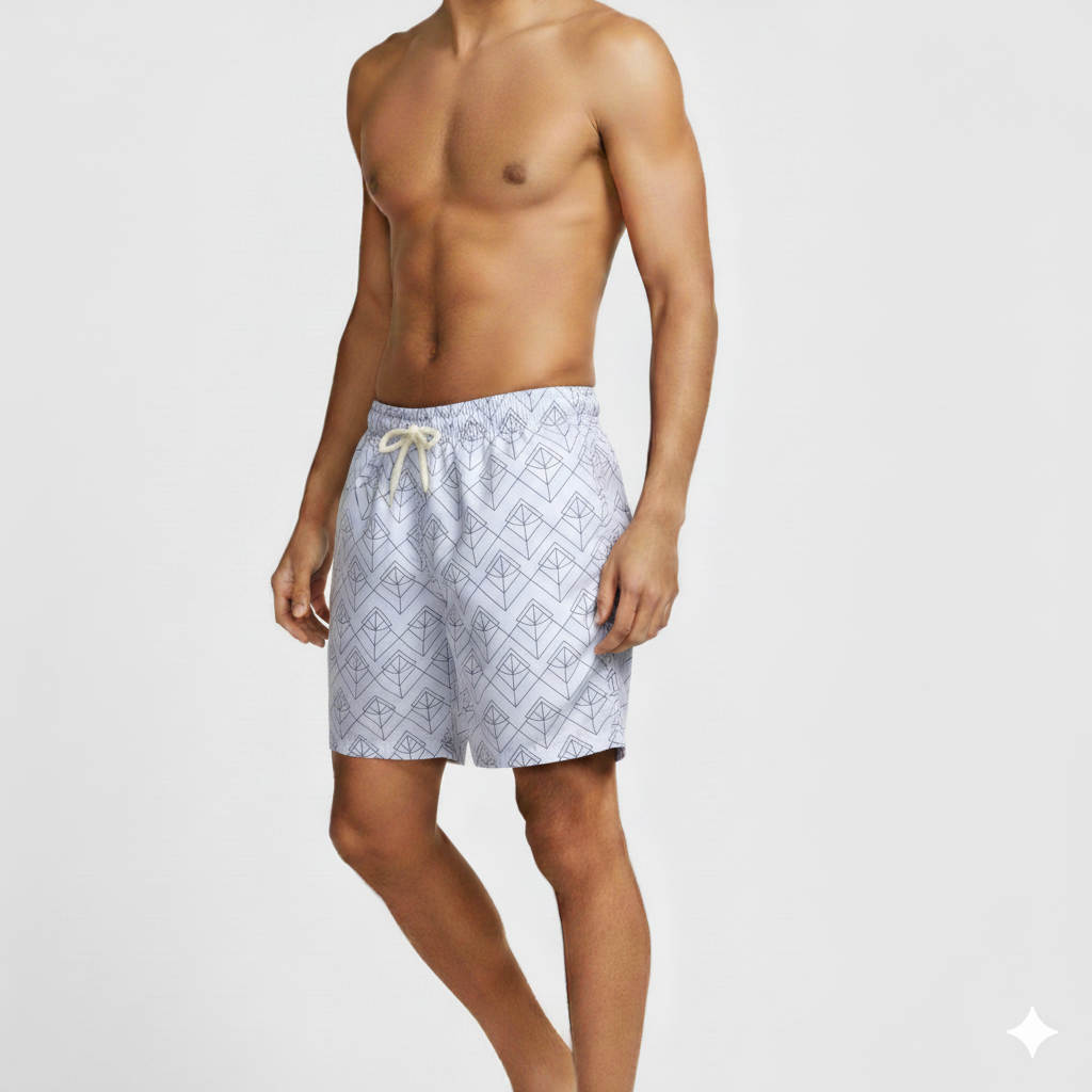Geometric-Quick Dry Sustainable  Swim Shorts